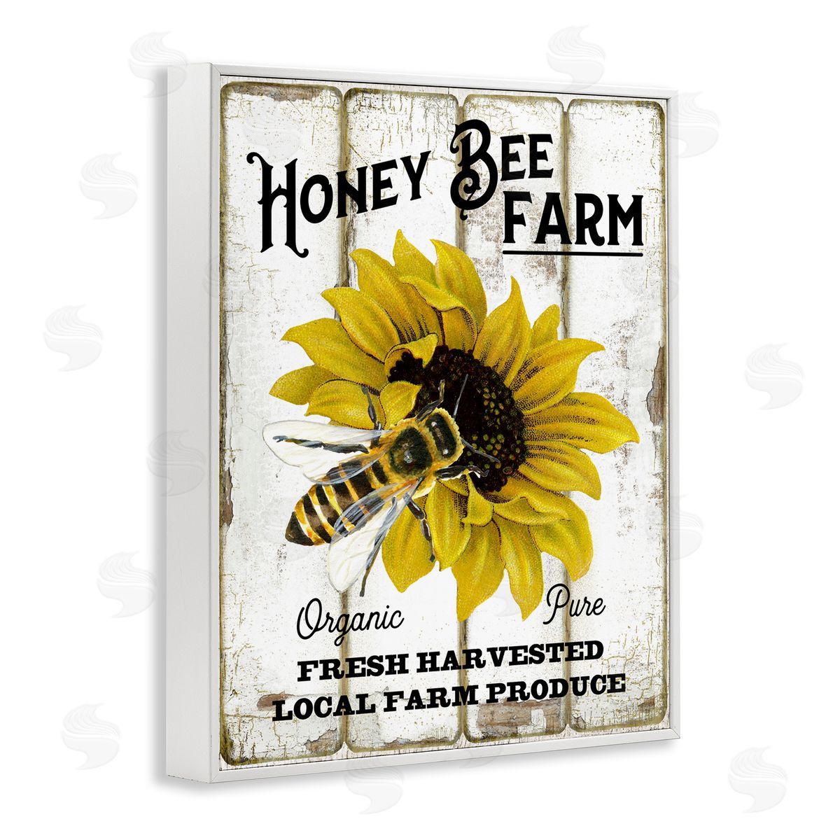 Honey Bee Farm White Frame Print Wall Art, Home Decor by Creatif Belle
