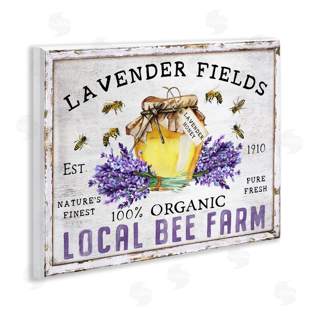 Lavender Fields Bee Farm Wood Plaque Wall Art, Home Decor by Creatif Belle