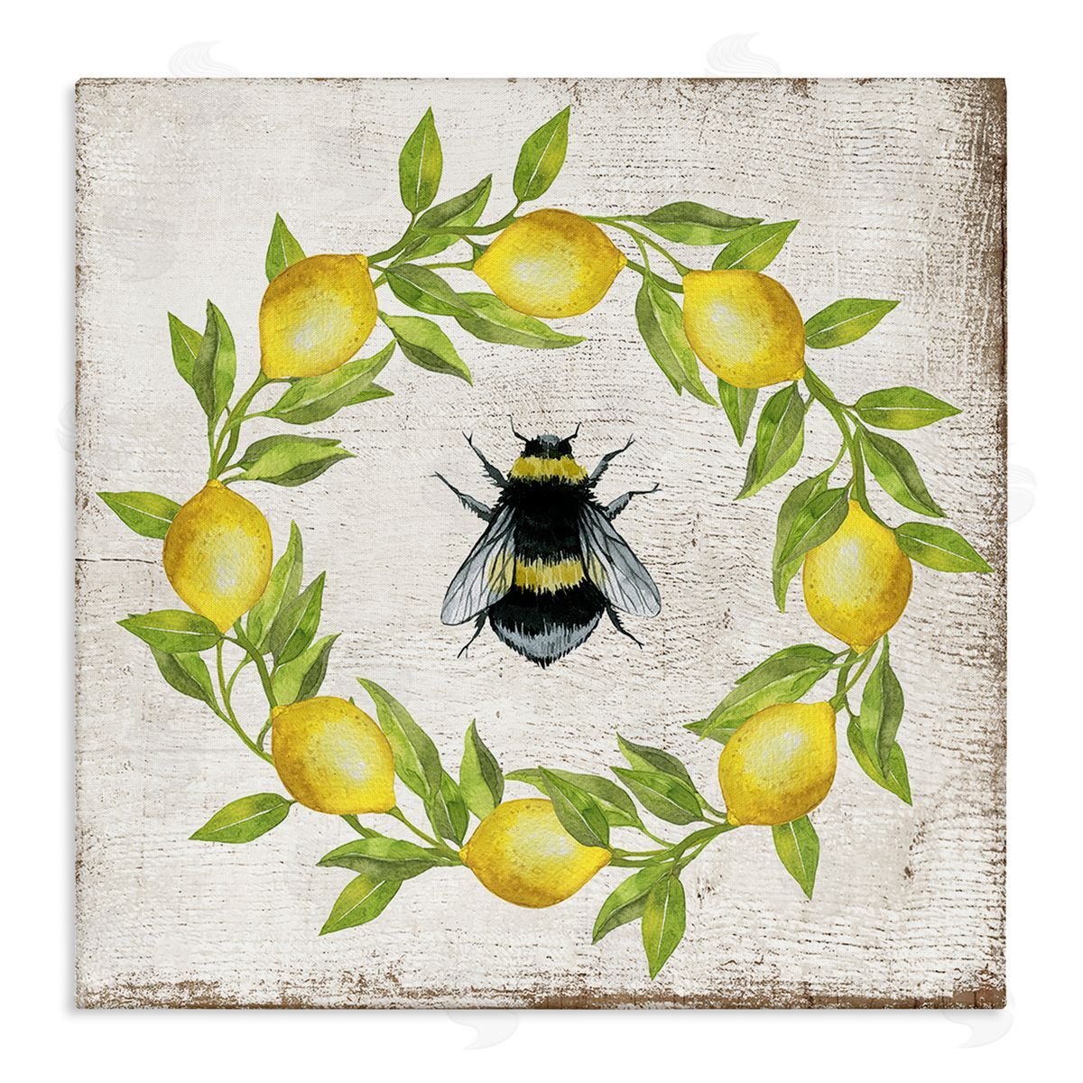 Lemon & Bee Wreath Canvas Wall Art, Home Decor by Creatif Belle