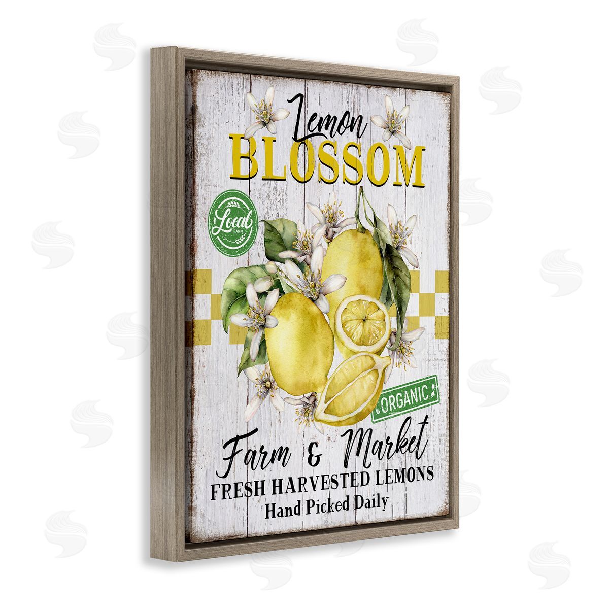Lemon Blossom Market Brown Floating Frame Canvas Wall Art, Home Decor by Creatif Belle