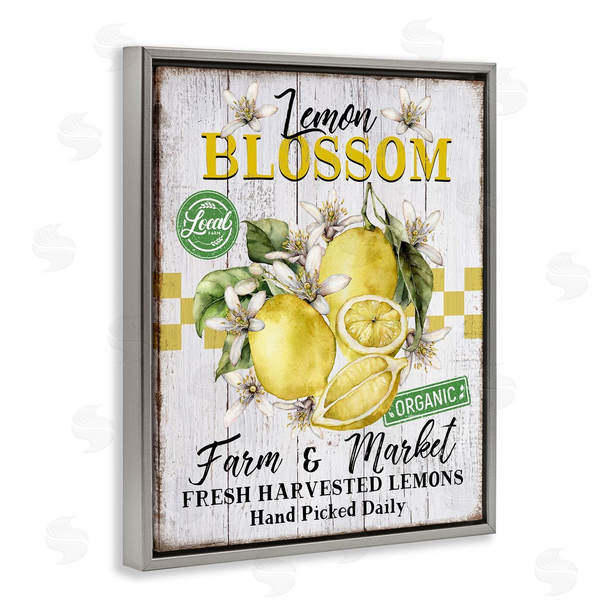 Lemon Blossom Market Grey Floating Frame Canvas Wall Art, Home Decor by Creatif Belle