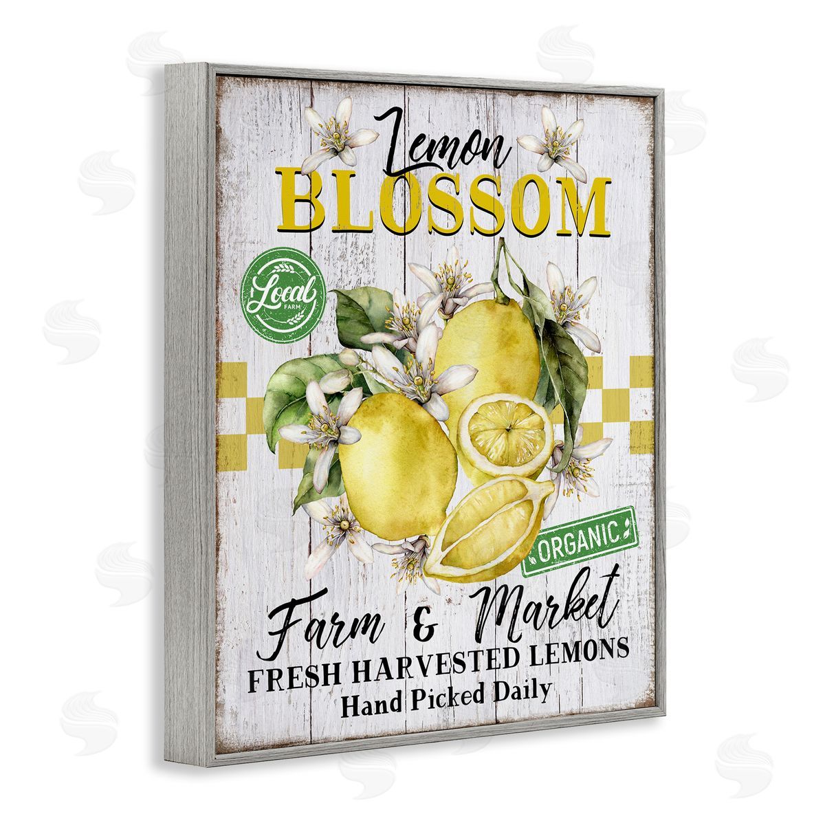 Lemon Blossom Market Grey Frame Print Wall Art, Home Decor by Creatif Belle
