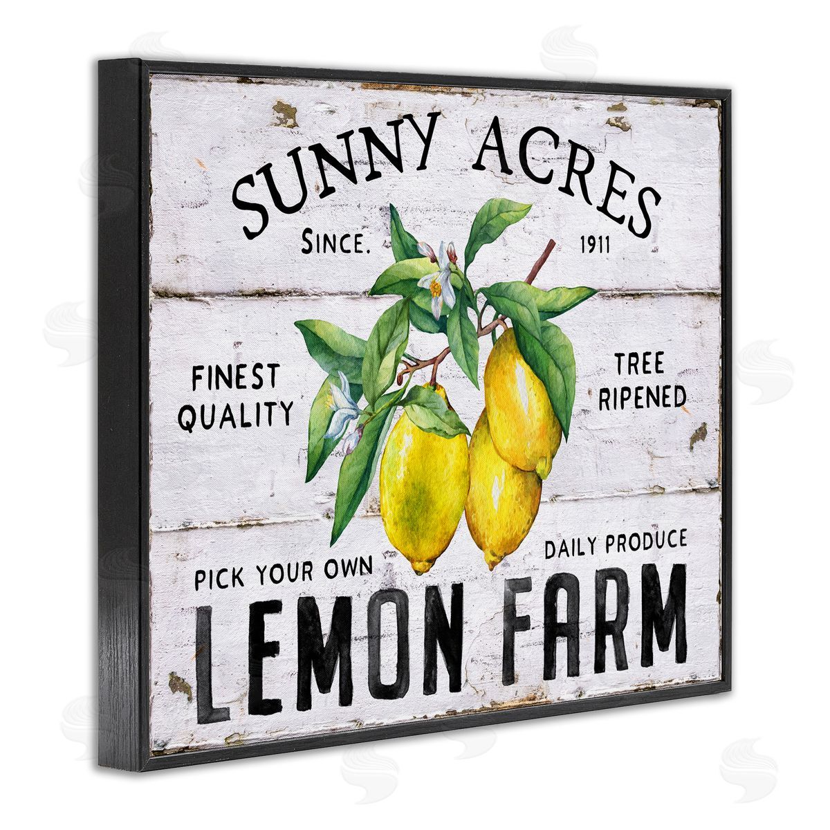 Sunny Acres Lemon Farm Black Frame Print Wall Art, Home Decor by Creatif Belle