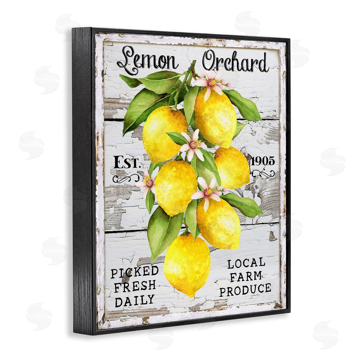 Lemon Orchard Market Black Frame Print Wall Art, Home Decor by Creatif Belle