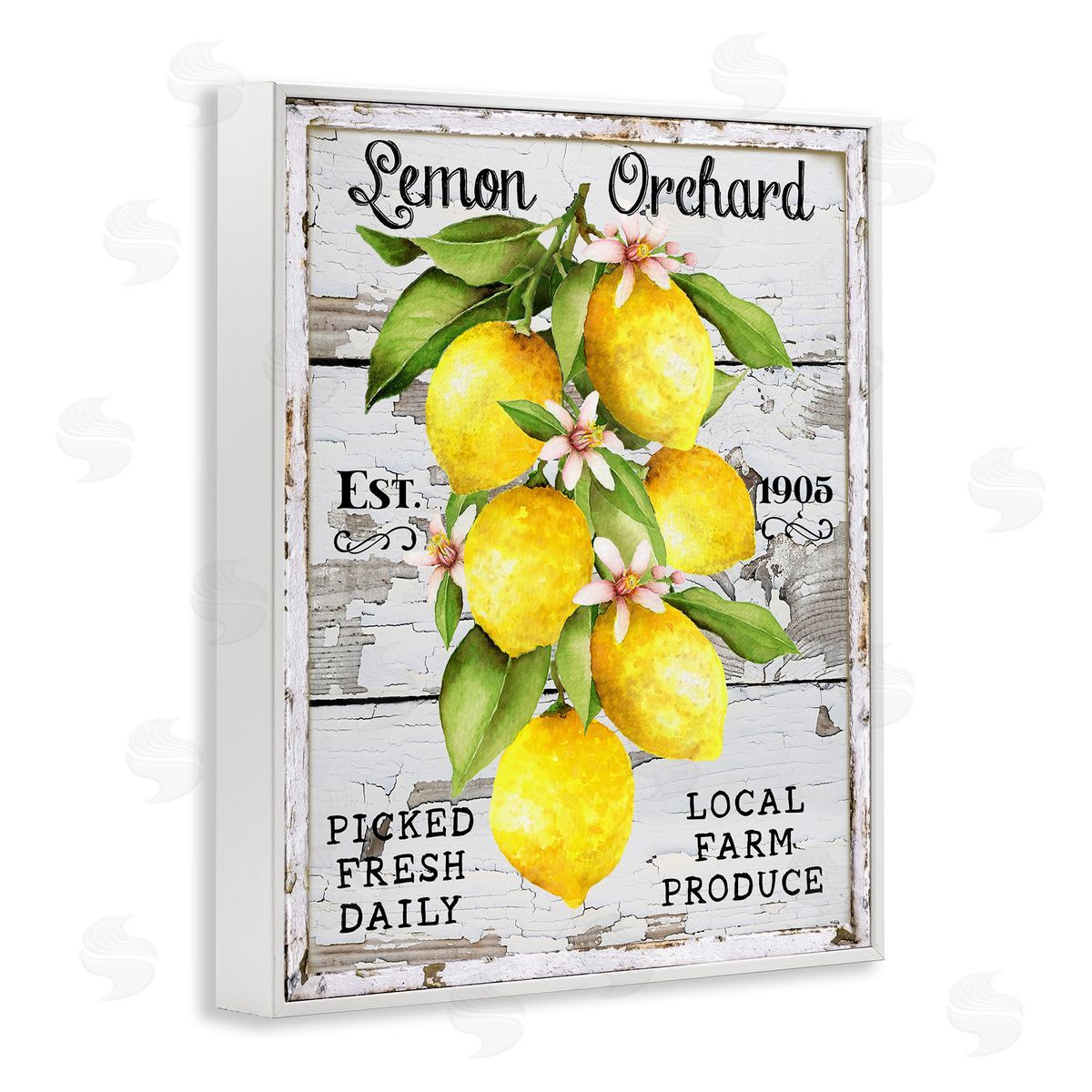 Lemon Orchard Market White Frame Print Wall Art, Home Decor by Creatif Belle