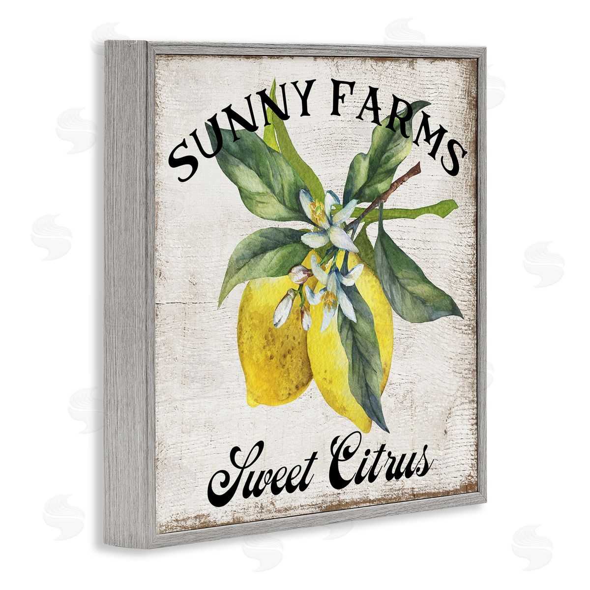 Sunny Farms Sweet Lemon Grey Frame Print Wall Art, Home Decor by Creatif Belle