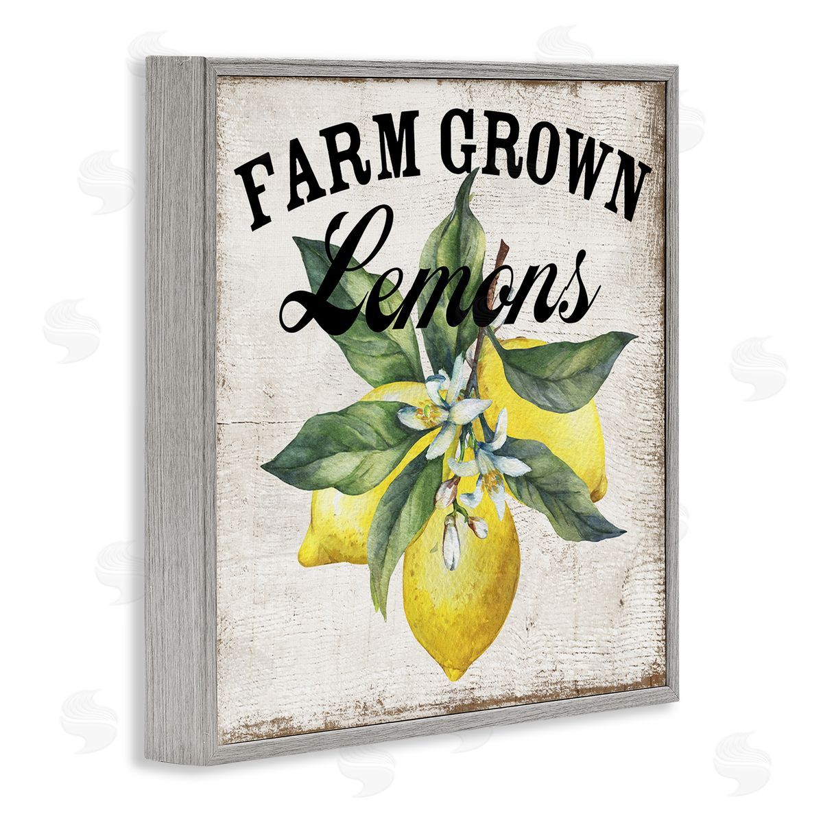 Farm Grown Lemons Grey Frame Print Wall Art, Home Decor by Creatif Belle