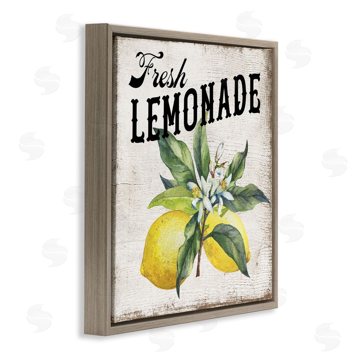 Rustic Fresh Lemonade Brown Floating Frame Canvas Wall Art, Home Decor by Creatif Belle