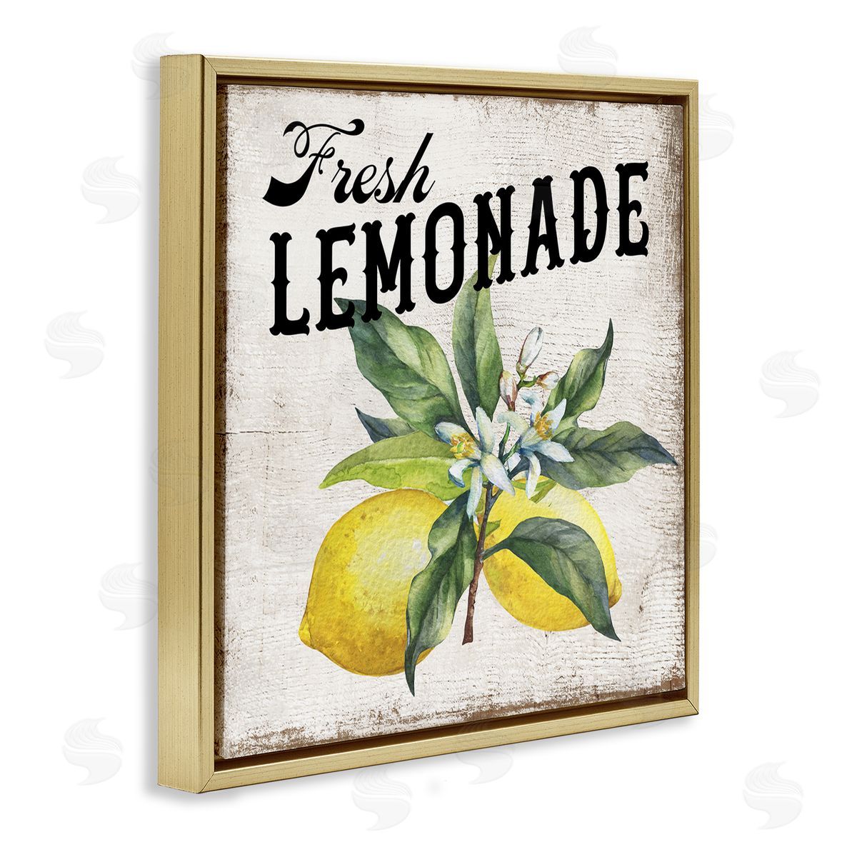 Rustic Fresh Lemonade Gold Floating Frame Canvas Wall Art, Home Decor by Creatif Belle