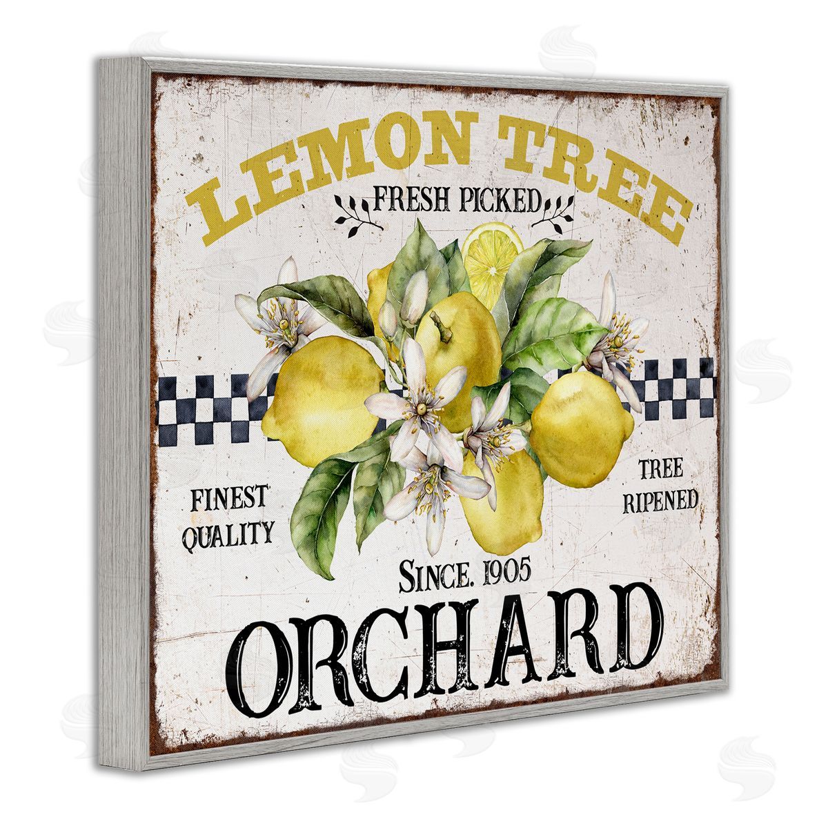 Lemon Tree Fresh Picked Grey Frame Print Wall Art, Home Decor by Creatif Belle