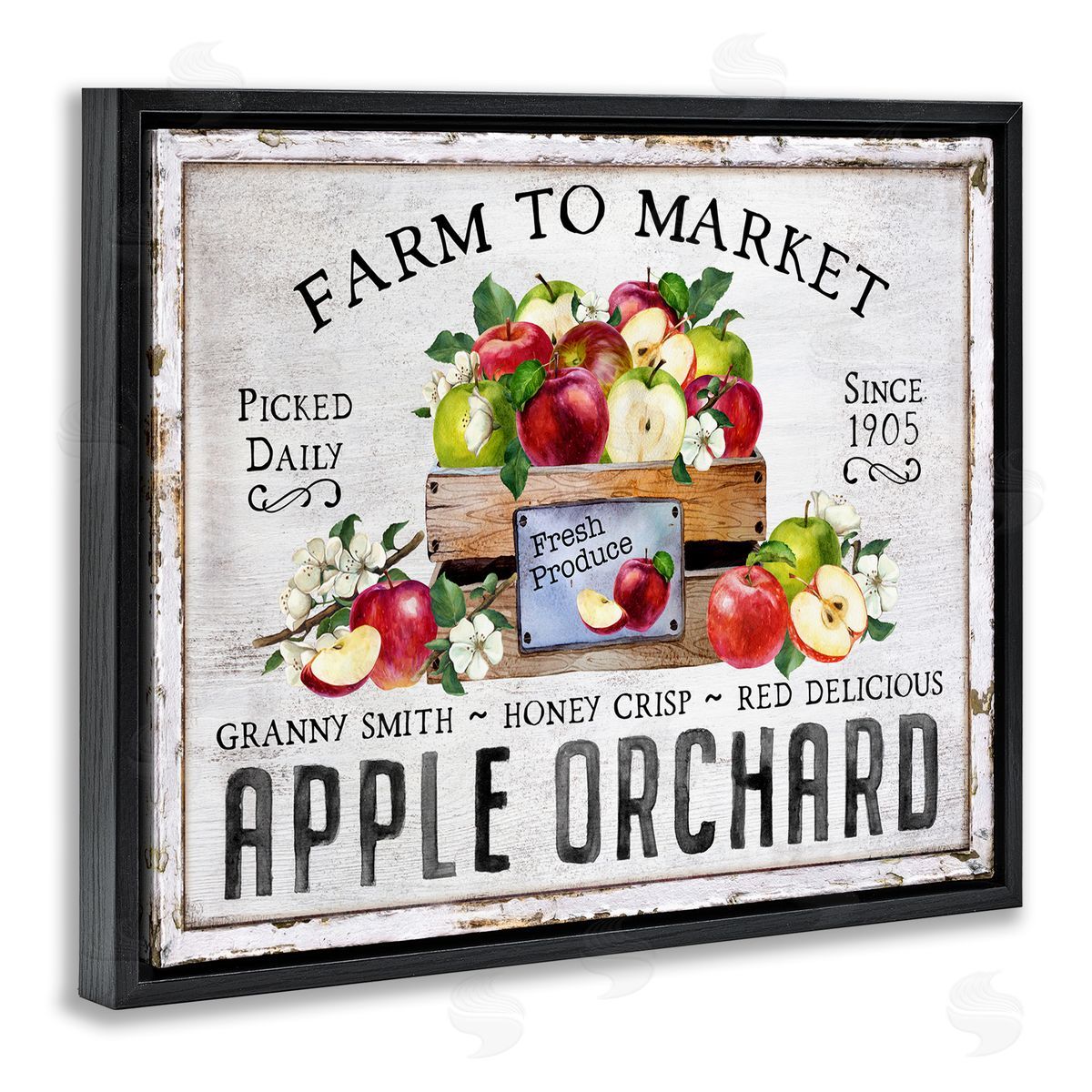Farmhouse Apple Orchard Black Floating Frame Canvas Wall Art, Home Decor by Creatif Belle