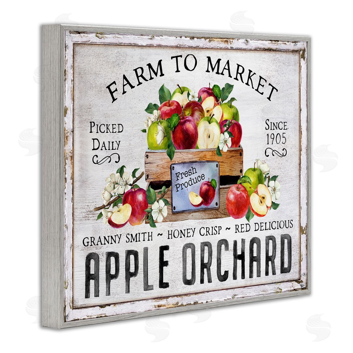 Farmhouse Apple Orchard Grey Frame Print Wall Art, Home Decor by Creatif Belle
