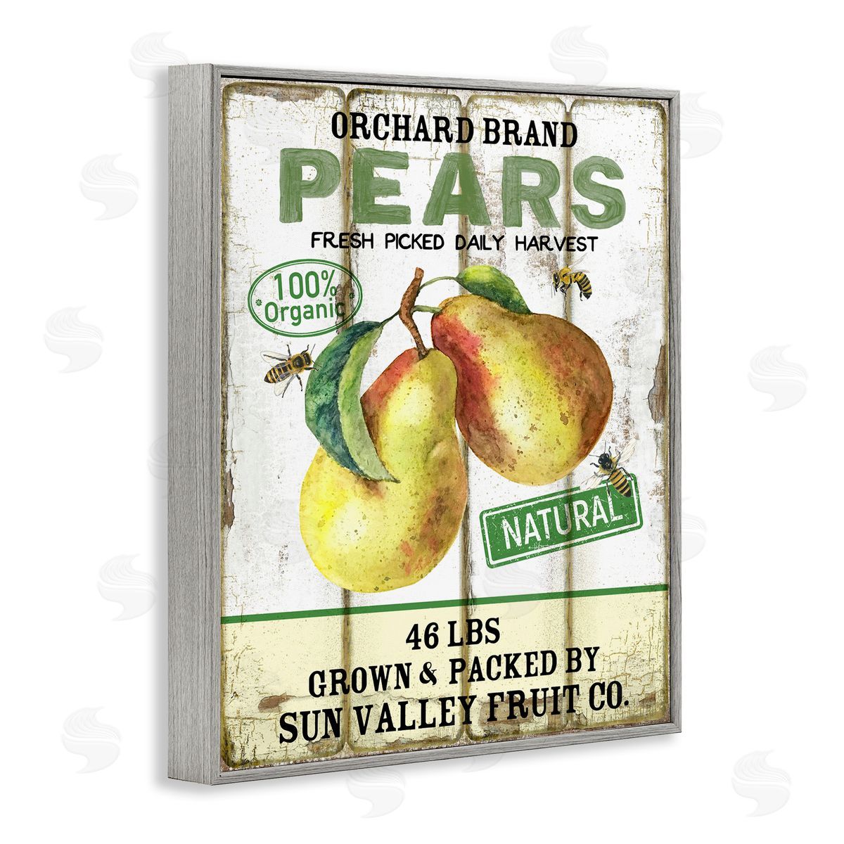 Farm Orchard Pears Grey Frame Print Wall Art, Home Decor by Creatif Belle