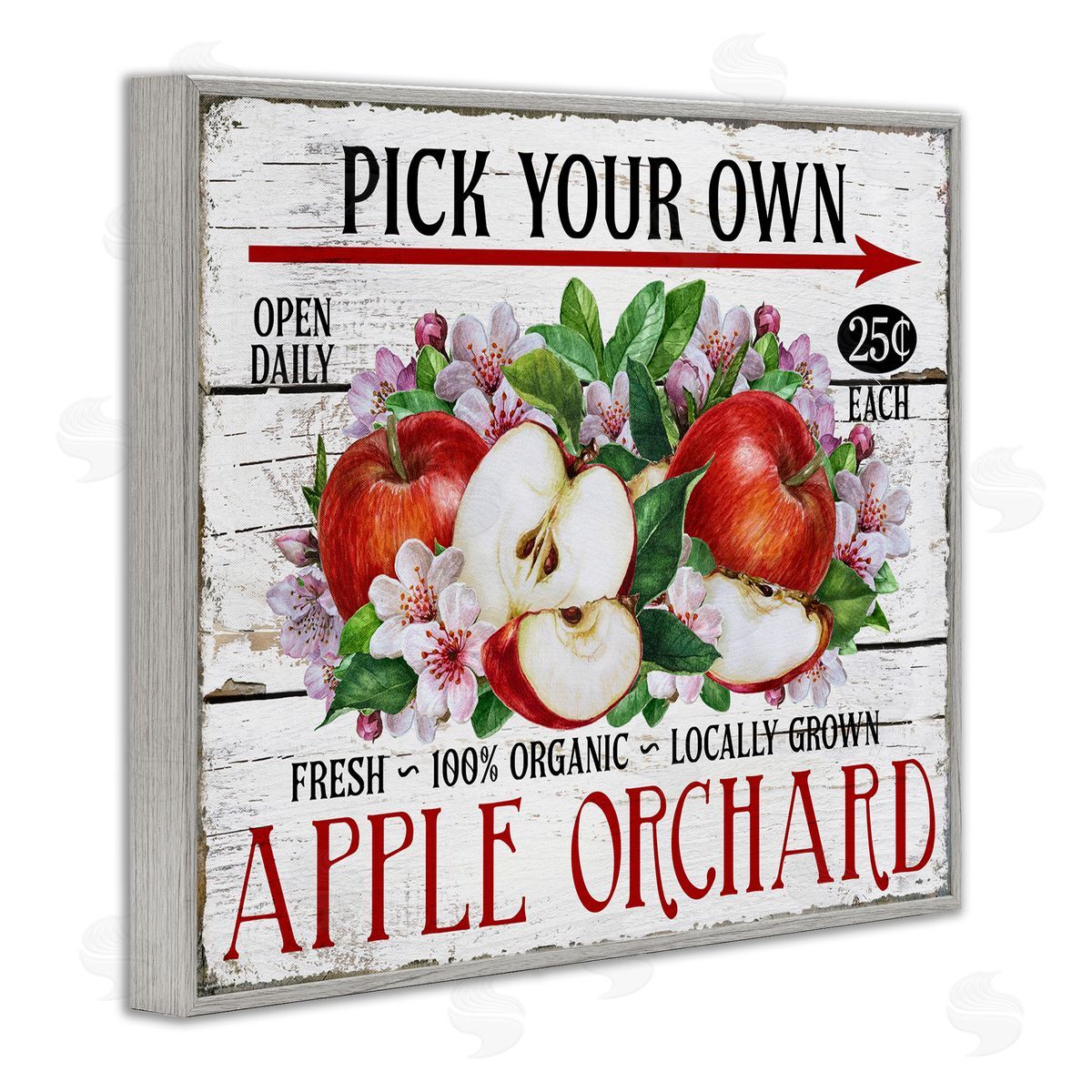 Pick Your Own Apples Grey Frame Print Wall Art, Home Decor by Creatif Belle
