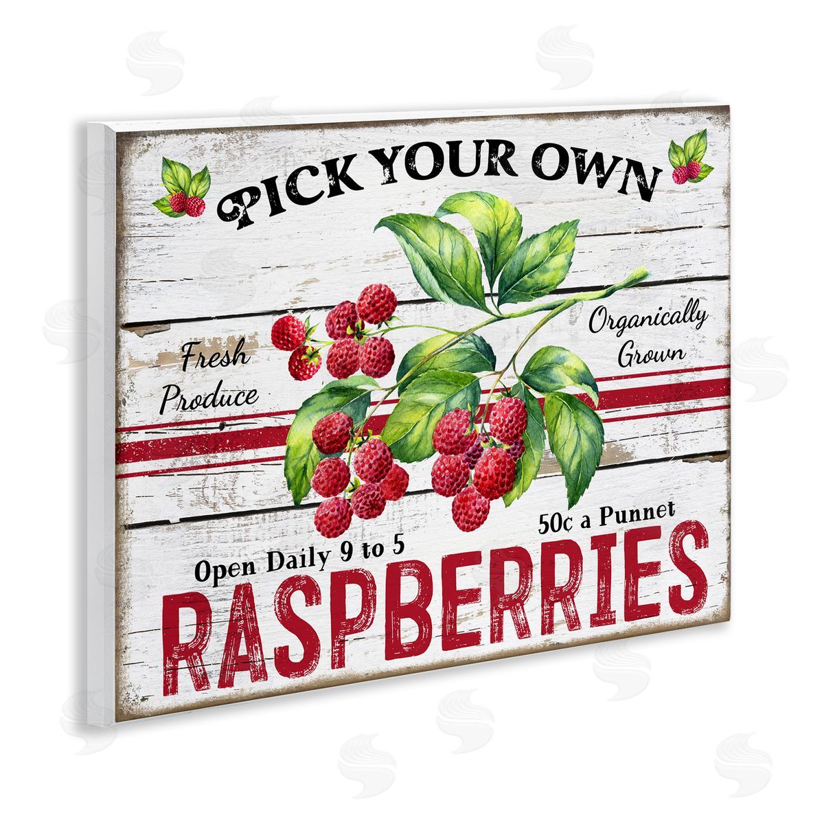 Pick Your Own Raspberries Wood Plaque Wall Art, Home Decor by Creatif Belle