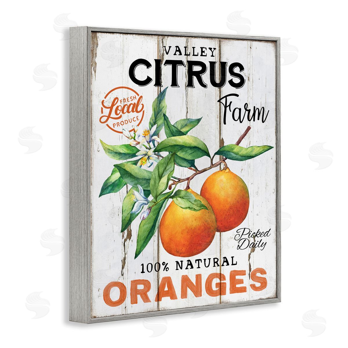 Retro Citrus Farm Grey Frame Print Wall Art, Home Decor by Creatif Belle