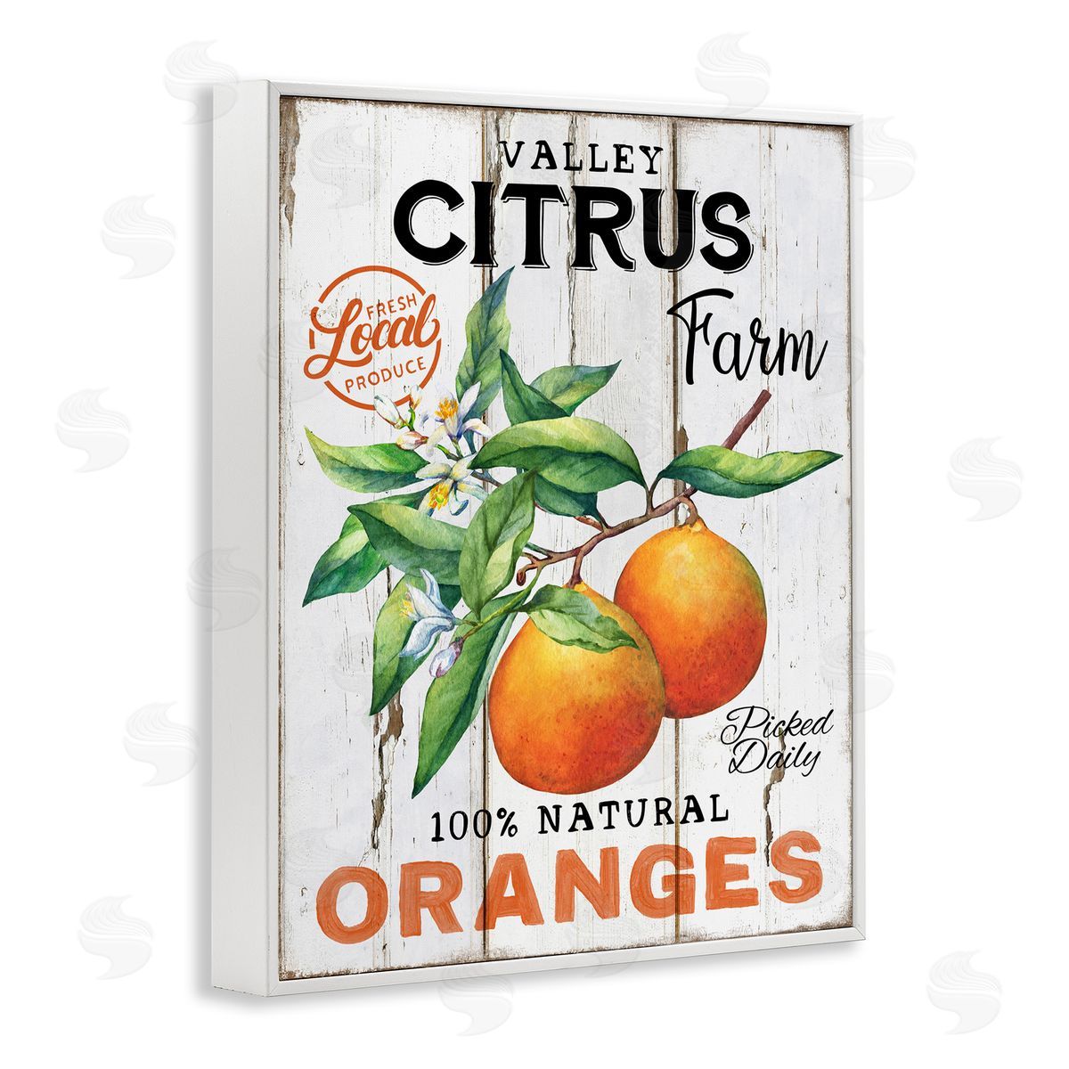 Retro Citrus Farm White Frame Print Wall Art, Home Decor by Creatif Belle