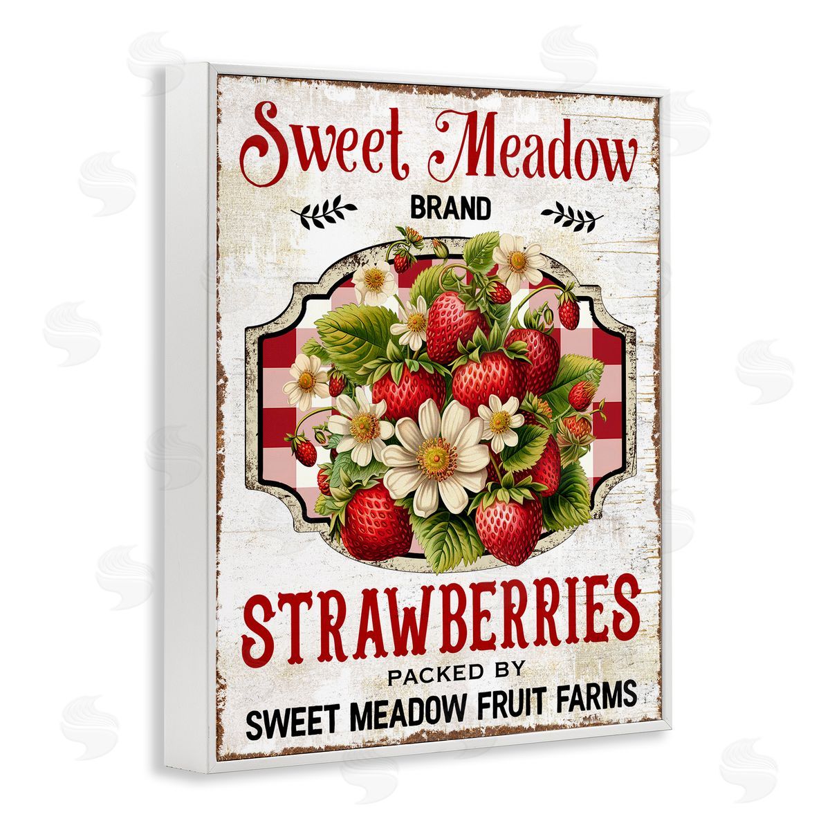 Sweet Meadow Strawberries White Frame Print Wall Art, Home Decor by Creatif Belle