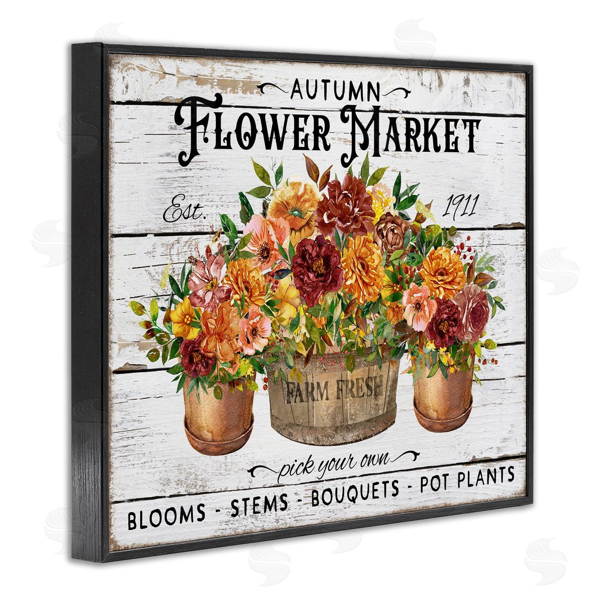 Autumn Flower Market Black Frame Print Wall Art, Home Decor by Creatif Belle
