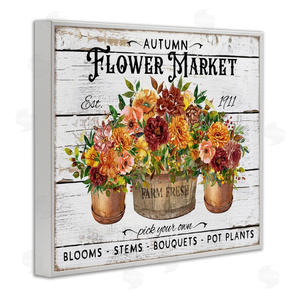 Autumn Flower Market White Frame Print Wall Art, Home Decor by Creatif Belle