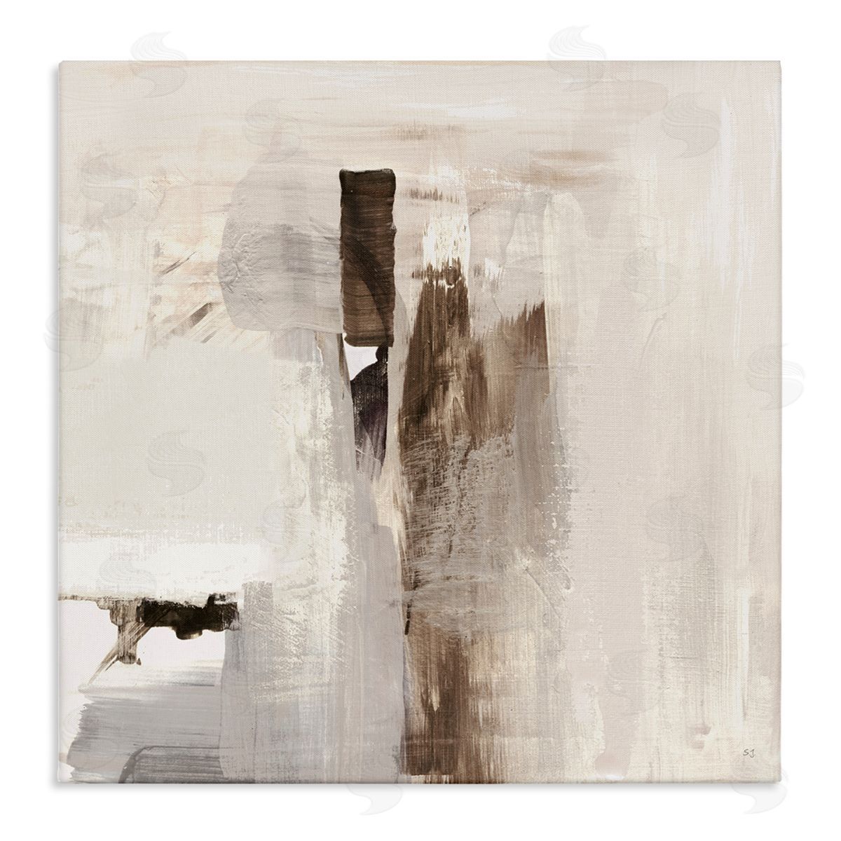 Off-White with Brown Streaks Canvas Wall Art, Home Decor by Susan Jill