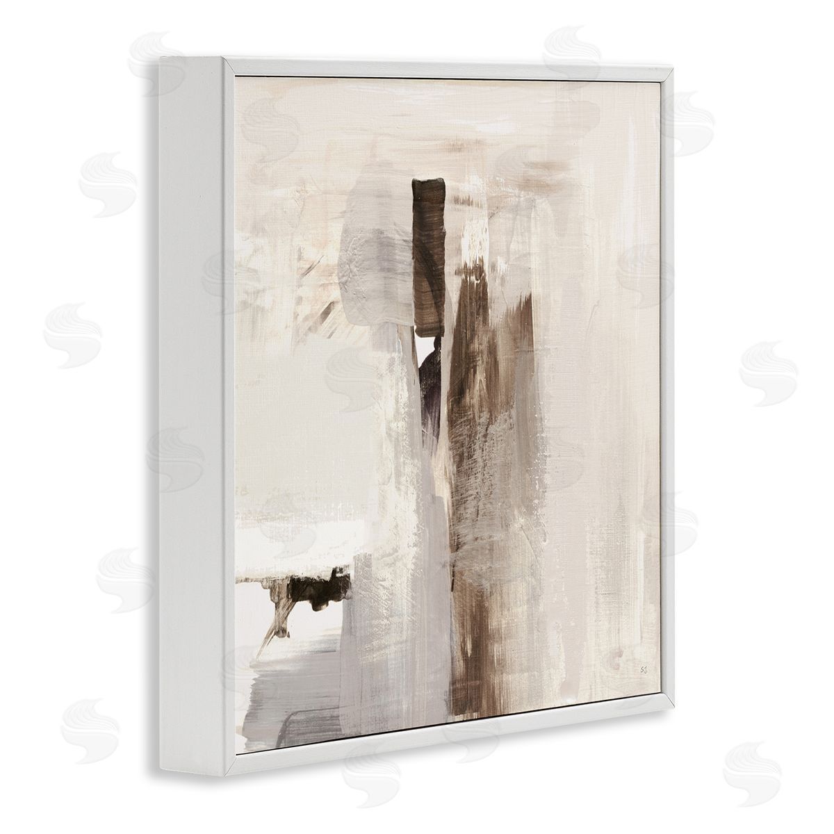 Off-White with Brown Streaks White Frame Print Wall Art, Home Decor by Susan Jill