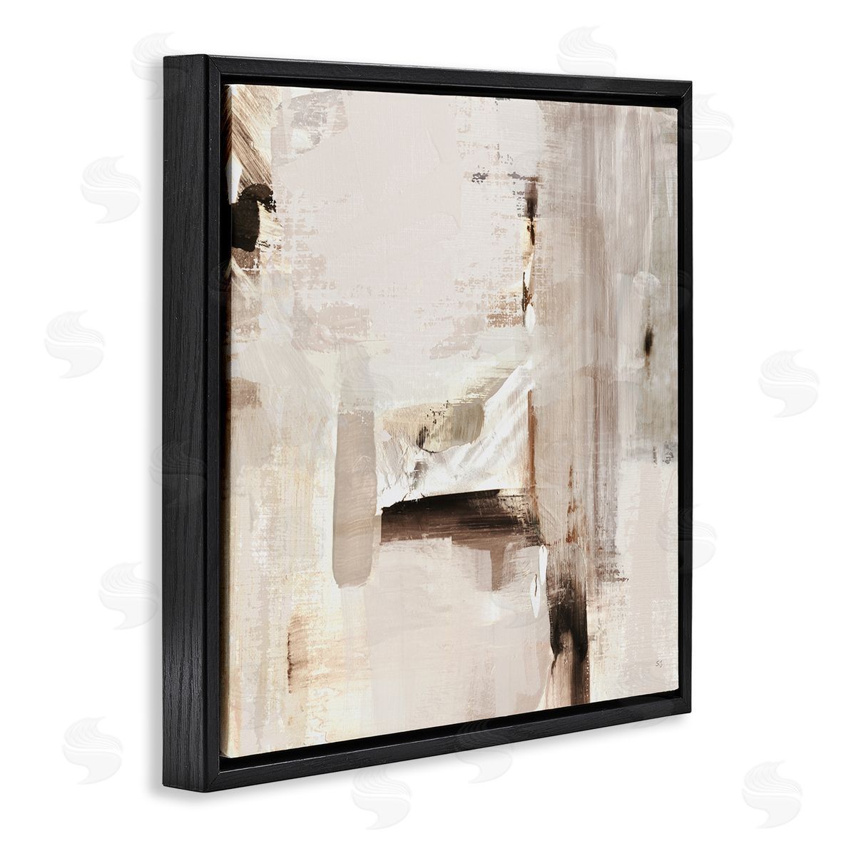 Neutral Tone Abstraction Black Floating Frame Canvas Wall Art, Home Decor by Susan Jill