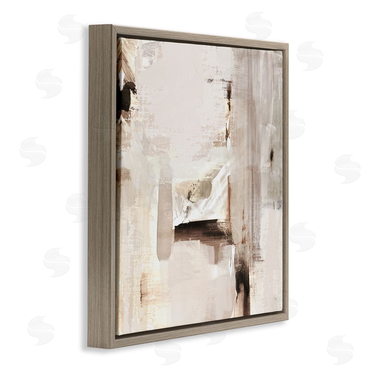 Neutral Tone Abstraction Brown Floating Frame Canvas Wall Art, Home Decor by Susan Jill