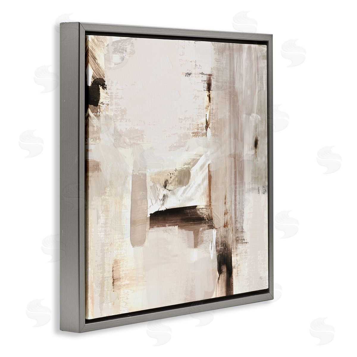 Neutral Tone Abstraction Grey Floating Frame Canvas Wall Art, Home Decor by Susan Jill