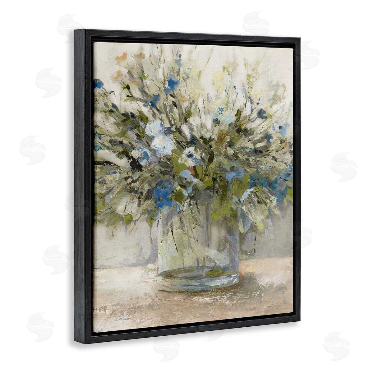 Glass Vase Botanics Black Floating Frame Canvas Wall Art, Home Decor by Carol Robinson