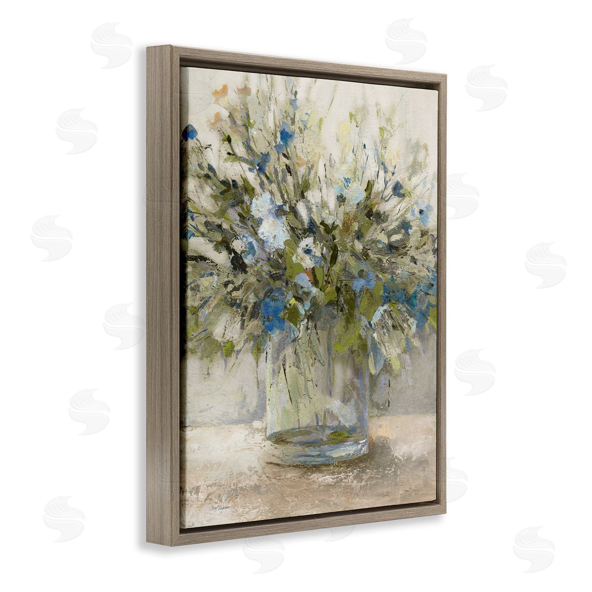 Glass Vase Botanics Brown Floating Frame Canvas Wall Art, Home Decor by Carol Robinson