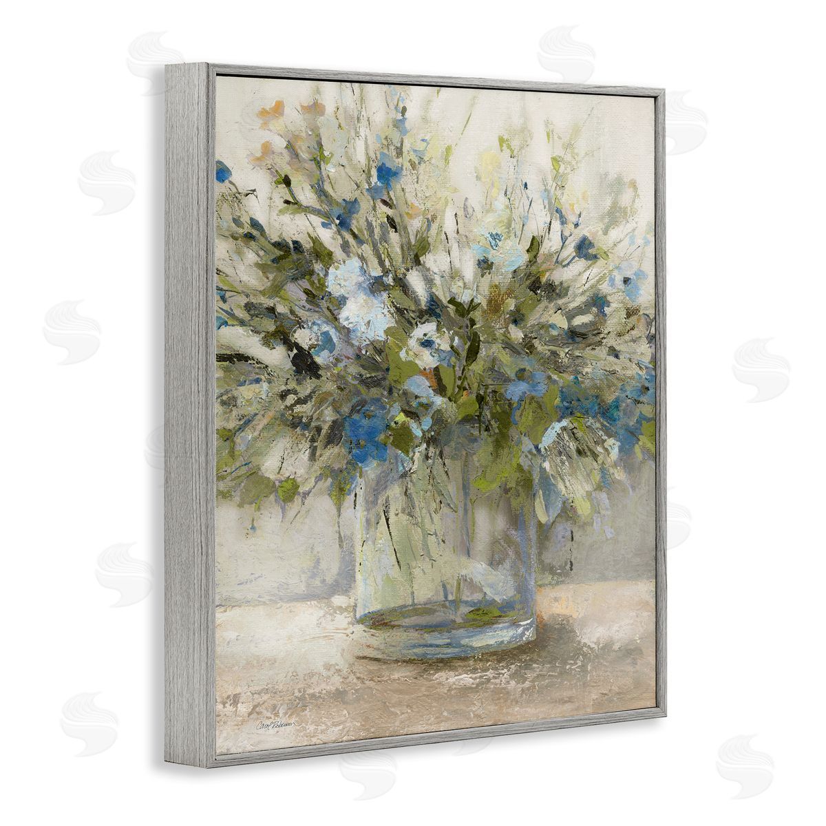 Glass Vase Botanics Grey Frame Print Wall Art, Home Decor by Carol Robinson
