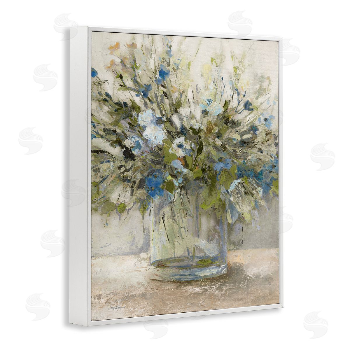 Glass Vase Botanics White Frame Print Wall Art, Home Decor by Carol Robinson