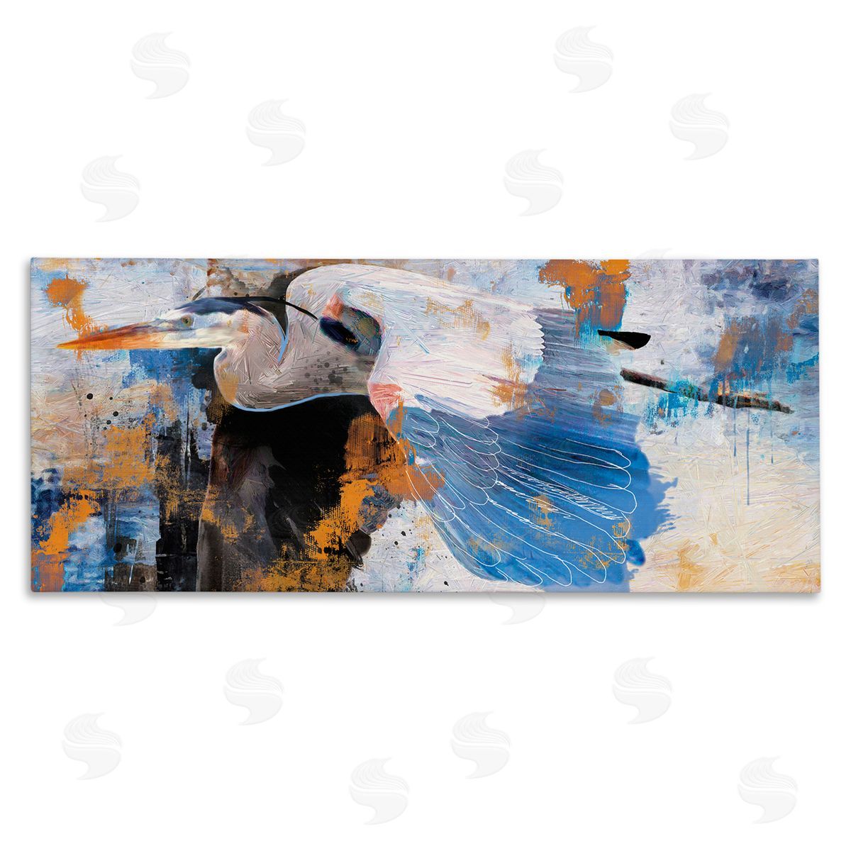 Heron with Abstract Splatter Canvas Wall Art, Home Decor by Porter Hastings