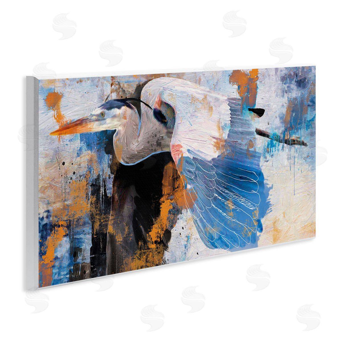 Heron with Abstract Splatter Wood Plaque Wall Art, Home Decor by Porter Hastings