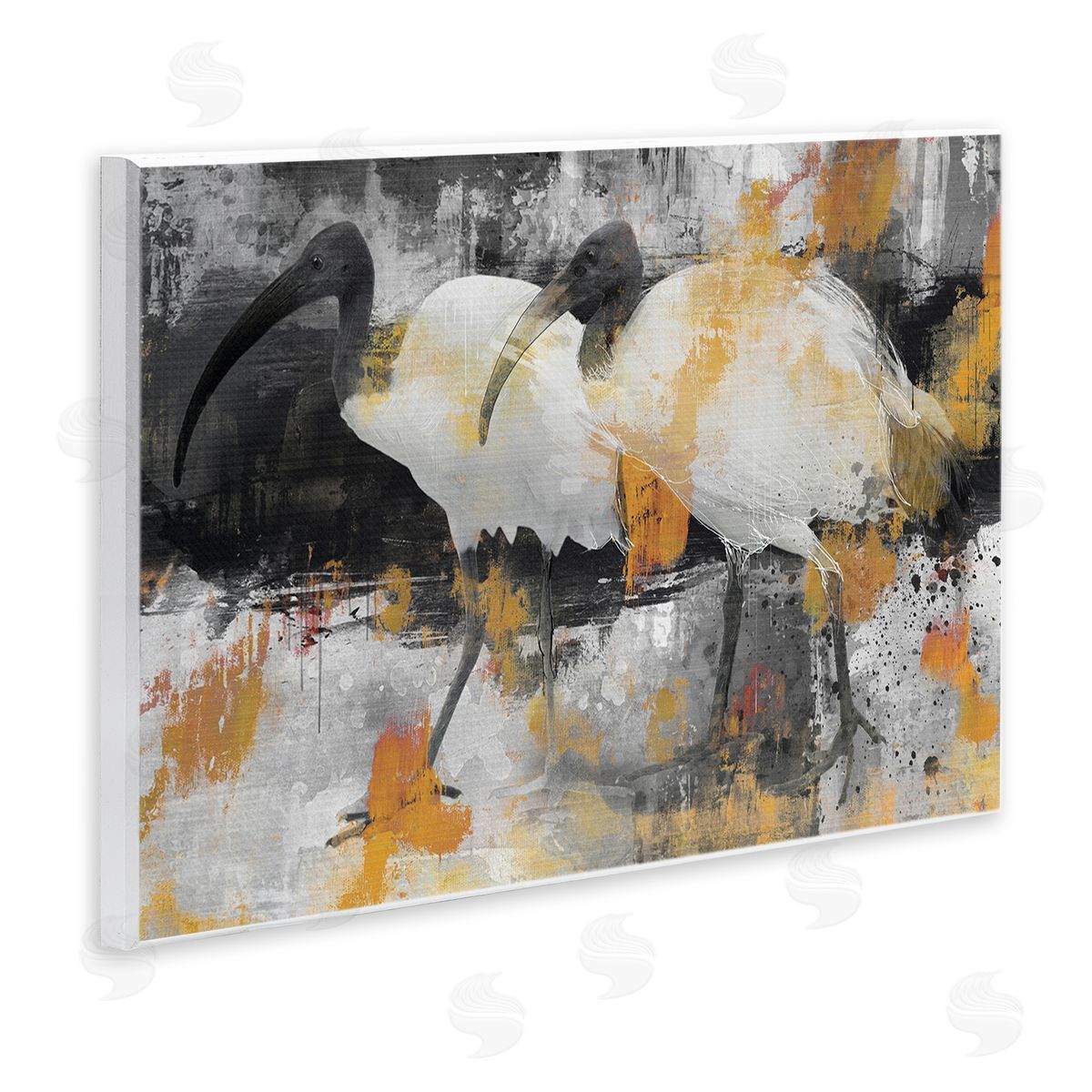 Grey & Yellow Modern Birds Wood Plaque Wall Art, Home Decor by Porter Hastings