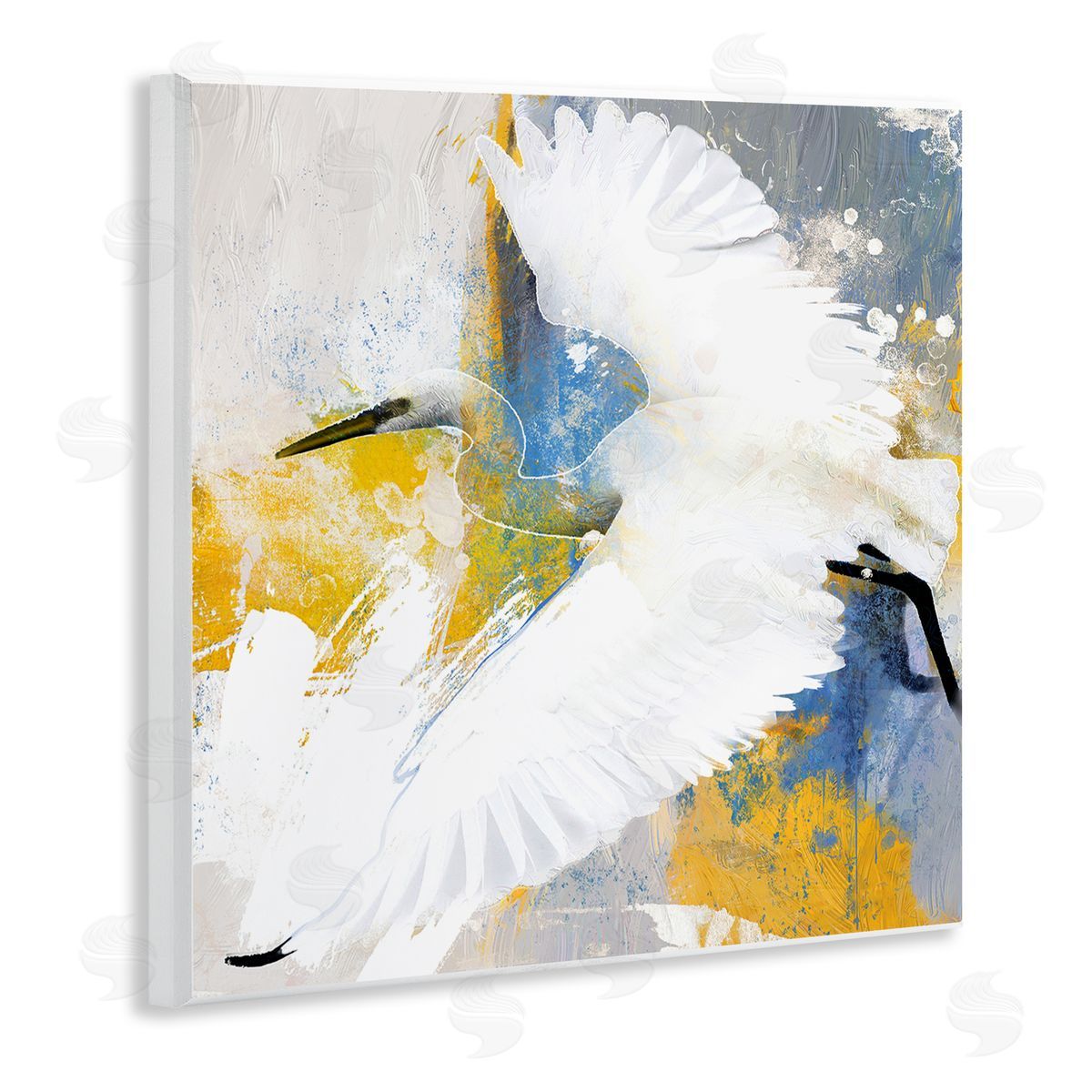 Modern Egret in Flight Wood Plaque Wall Art, Home Decor by Porter Hastings