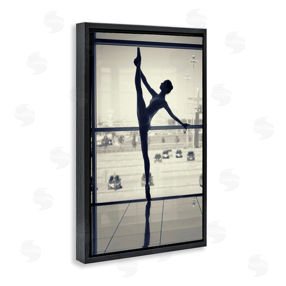 Practicing Ballerina Stance Black Floating Frame Canvas Wall Art, Home Decor by Incado