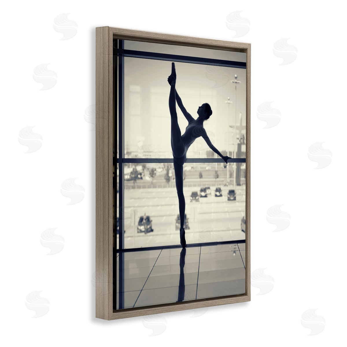 Practicing Ballerina Stance Brown Floating Frame Canvas Wall Art, Home Decor by Incado