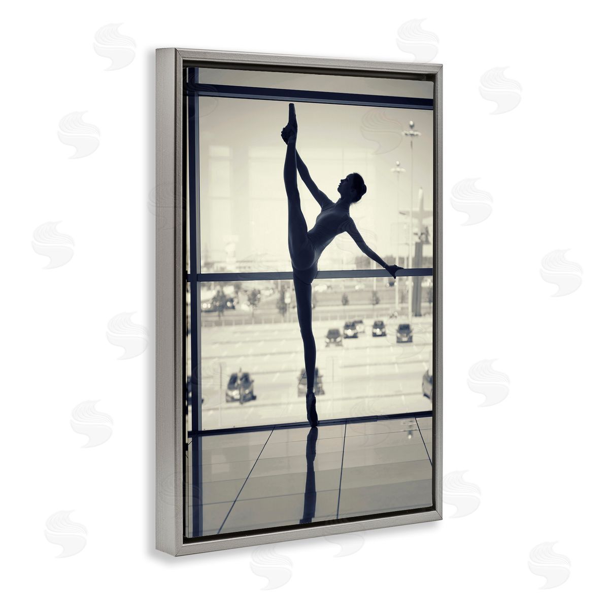 Practicing Ballerina Stance Grey Floating Frame Canvas Wall Art, Home Decor by Incado