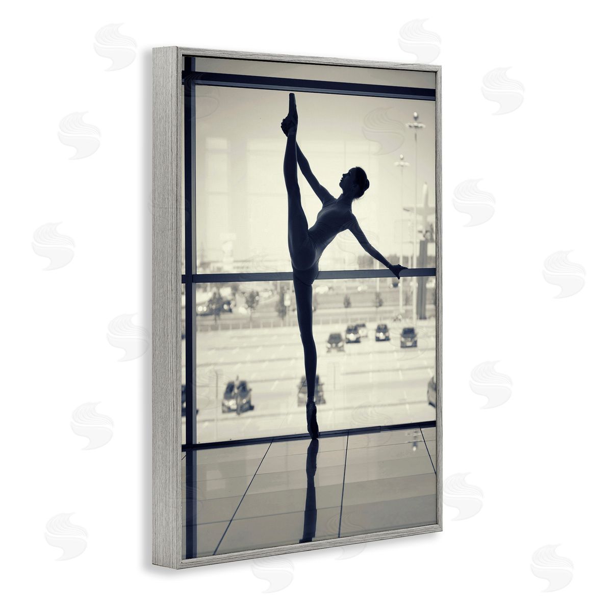 Practicing Ballerina Stance Grey Frame Print Wall Art, Home Decor by Incado