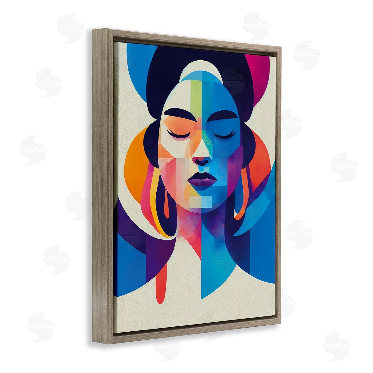 Bold Hue Woman's Face Brown Floating Frame Canvas Wall Art, Home Decor by Incado