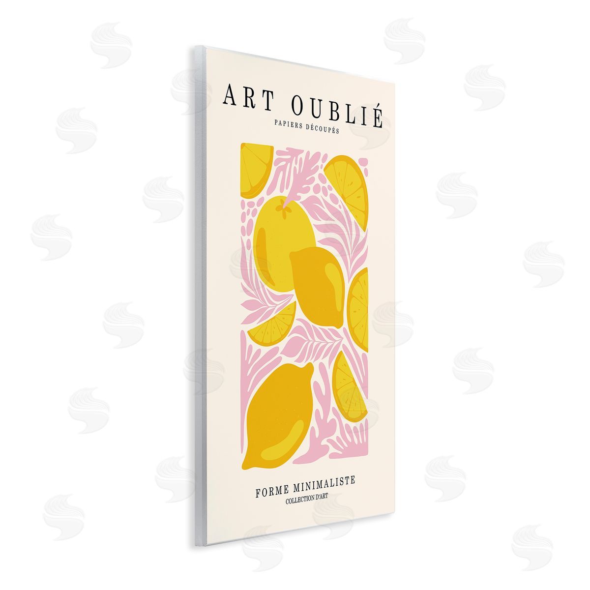 Lemons on Pink Florals Wood Plaque Wall Art, Home Decor by Incado