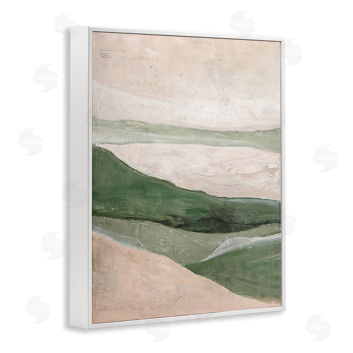 Green Hills Abstraction White Frame Print Wall Art, Home Decor by Design Fabrikken
