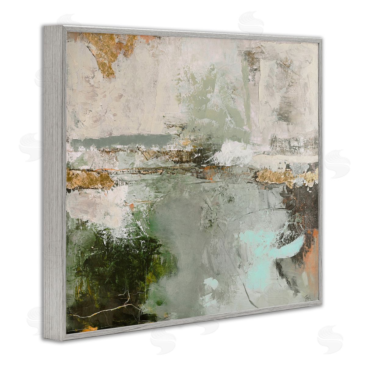 Abstract Seascape Landscape Grey Frame Print Wall Art, Home Decor by Design Fabrikken