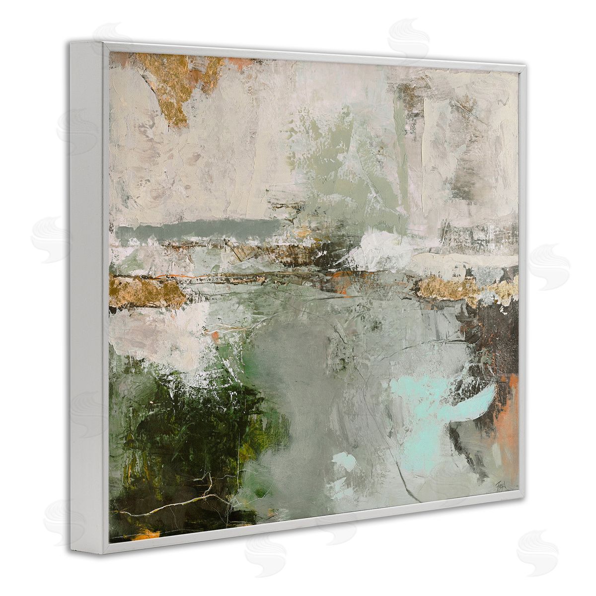 Abstract Seascape Landscape White Frame Print Wall Art, Home Decor by Design Fabrikken