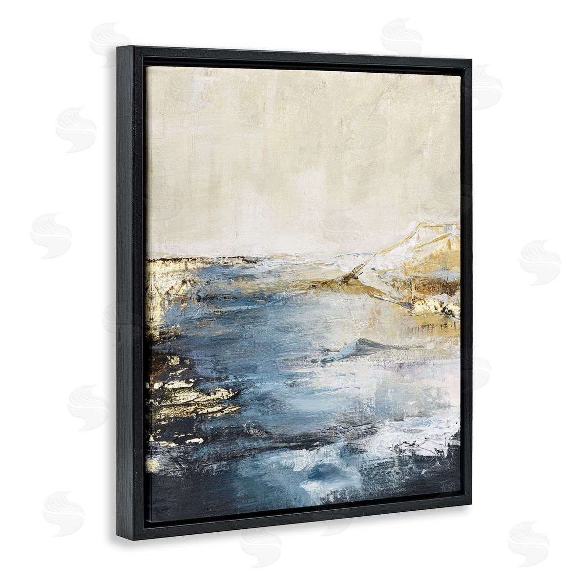 Splashing Sea Spray Black Floating Frame Canvas Wall Art, Home Decor by Design Fabrikken