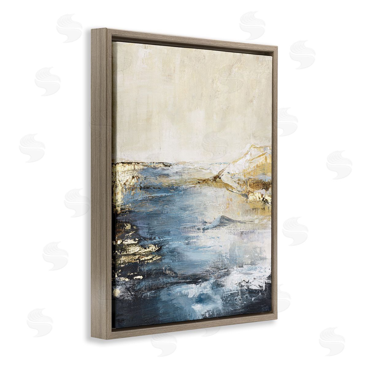 Splashing Sea Spray Brown Floating Frame Canvas Wall Art, Home Decor by Design Fabrikken