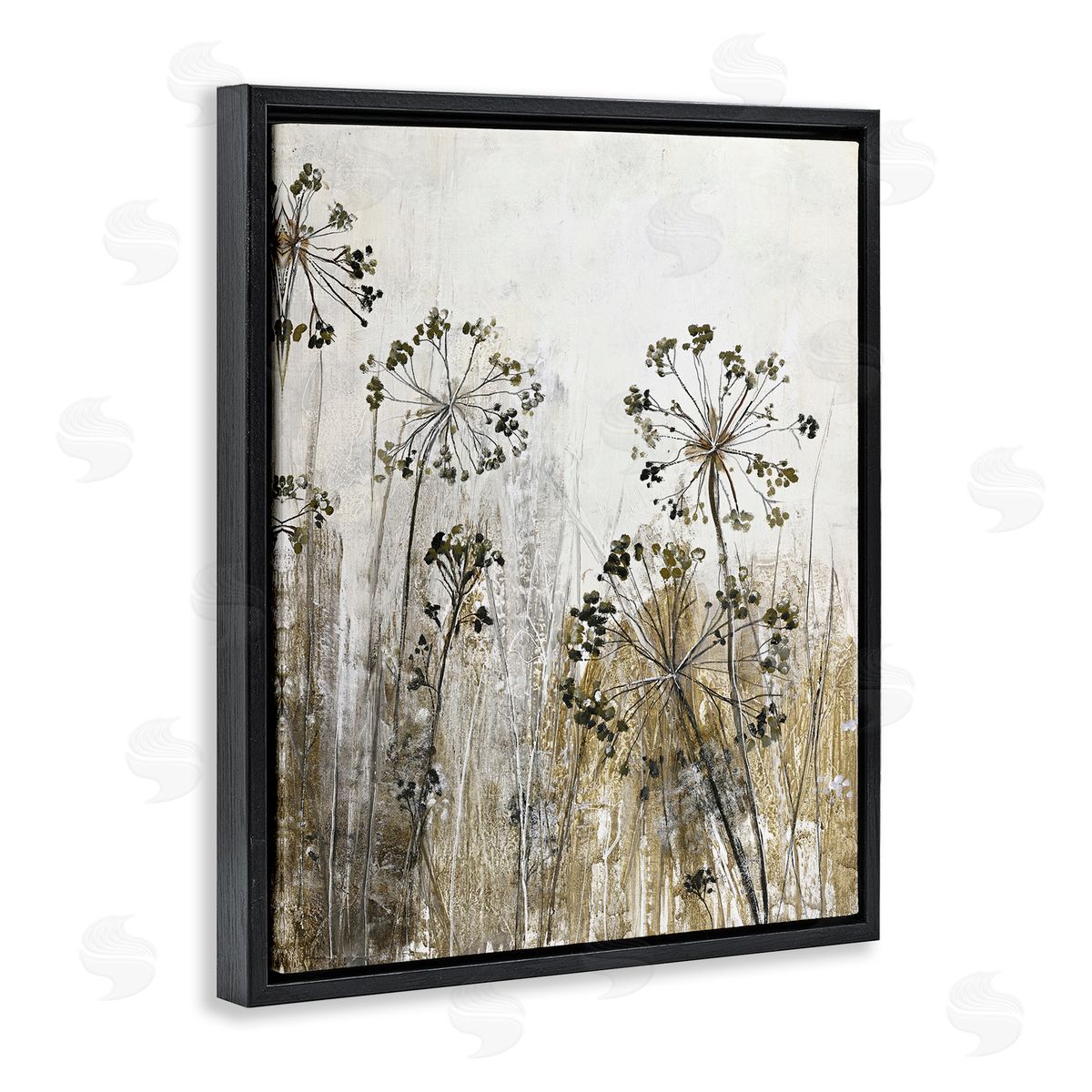 Daffodil Silhouettes Meadow Black Floating Frame Canvas Wall Art, Home Decor by Design Fabrikken