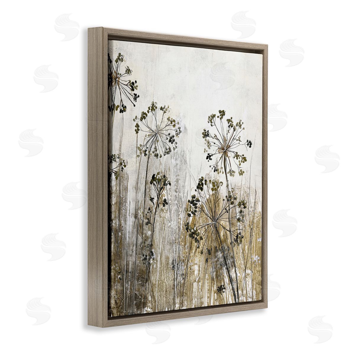 Daffodil Silhouettes Meadow Brown Floating Frame Canvas Wall Art, Home Decor by Design Fabrikken